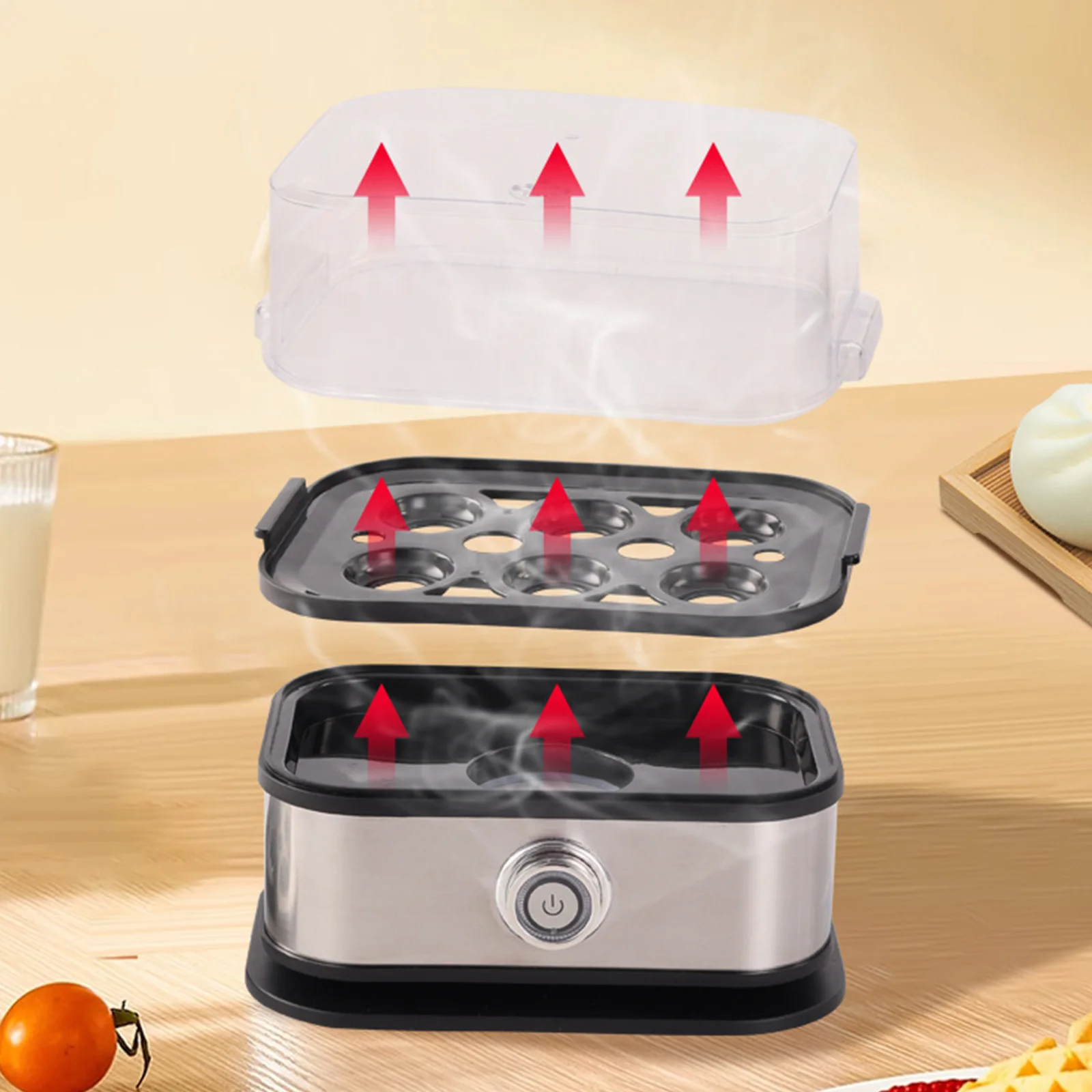 

Vegetable Steamer with Auto Shut-Off Food Steamer 6-Egg Capacity Egg Poacher for Hard Boiled Eggs