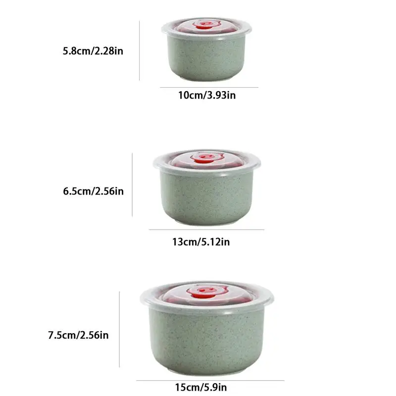 Wheat Bowls Microwave & Dishwasher Safe Crisper Box With Lid 3pcs/set Cereal Bowls For Soup Oatmeal Breakfasts Or Desserts