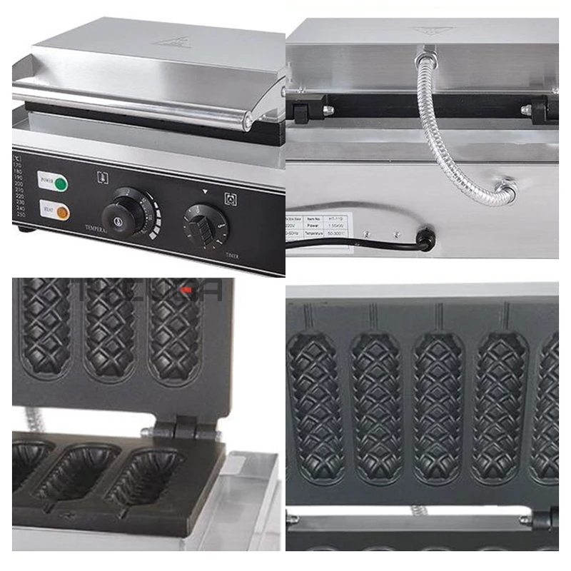 التجارية الكهربائية الكعك الذرة الهراء عصا صانع 6 شبكة متموجة عصا صانع هوت دوج ماكينة غير عصا معدات المخابز