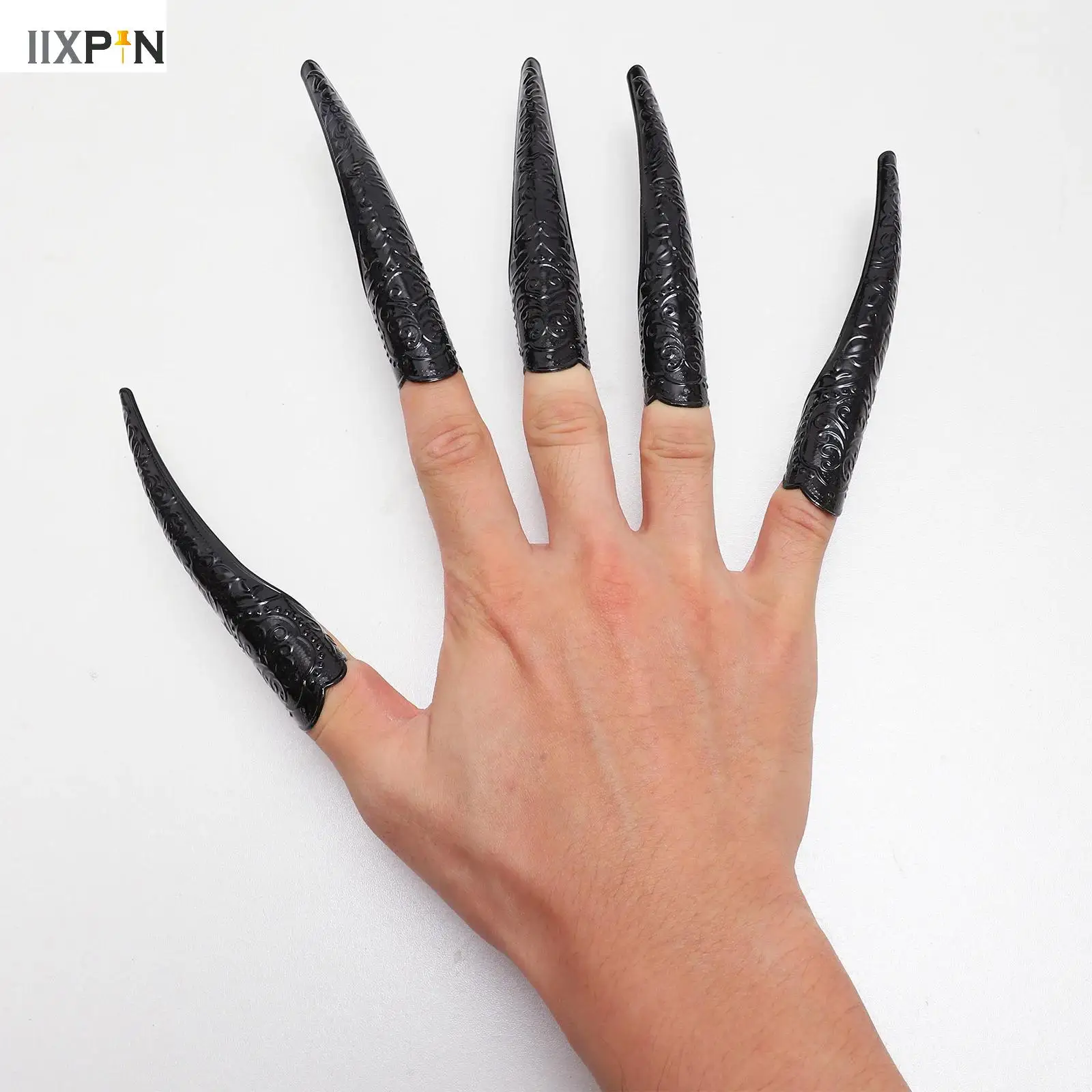 1 Pair Women Witch Long Nails Cat Vampire Demon Claw Gloves Costume Accessories for Halloween Party Mardi Gras Cosplay