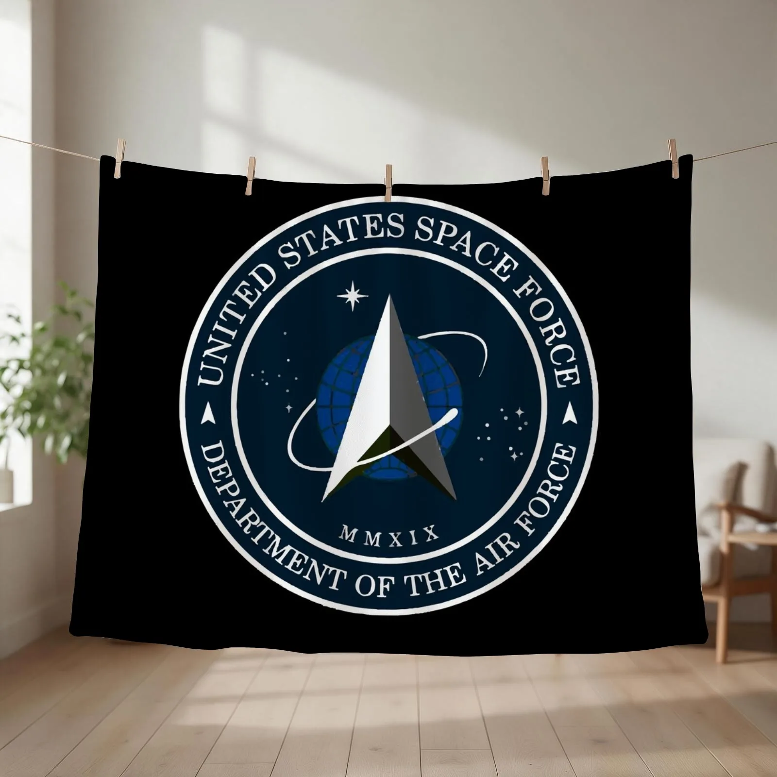 Space Force Insignia, From Official USSF Seal, Logo Throw Blanket couch cozy soft plush fuzzy picnic outdoor blanket
