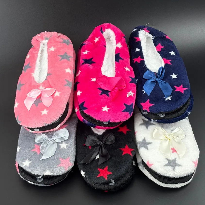 House Slipper Womens Fluffy Star Winter Warm Thick Fur Plush Anti Skid Grip Sole Cute Funny Indoor Home Floor Shoes Female