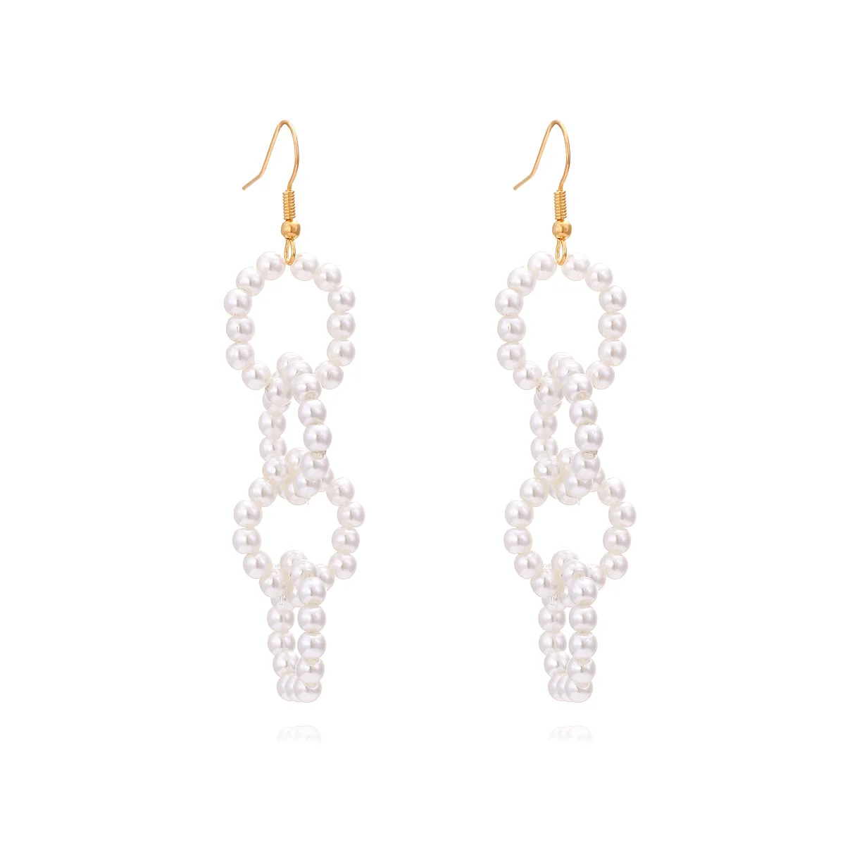 High-end multi-layer circle imitation pearl earrings, personality and temperament, long circle earrings, light luxury earrings f