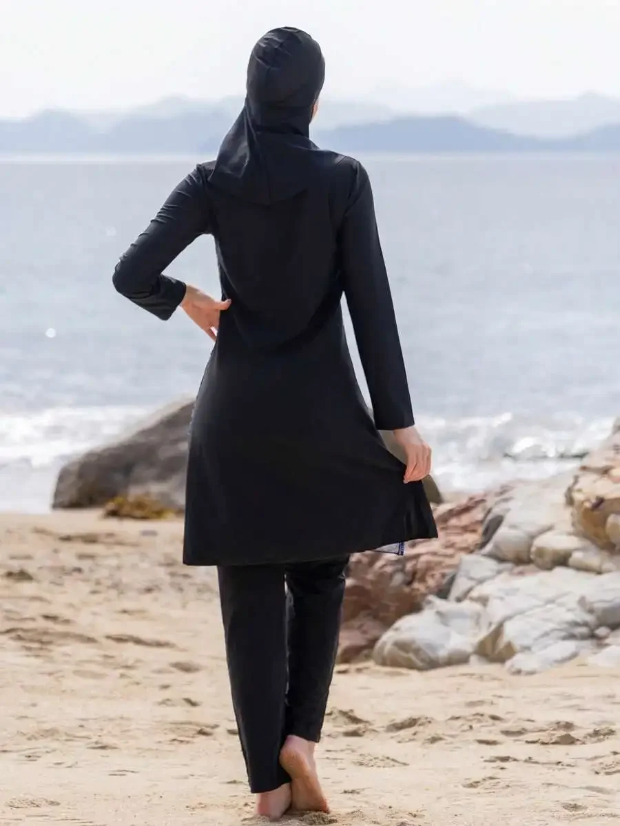 

Modest Burkini Swimsuit With Hood Long Sleeve Pants For Women Beach Summer
