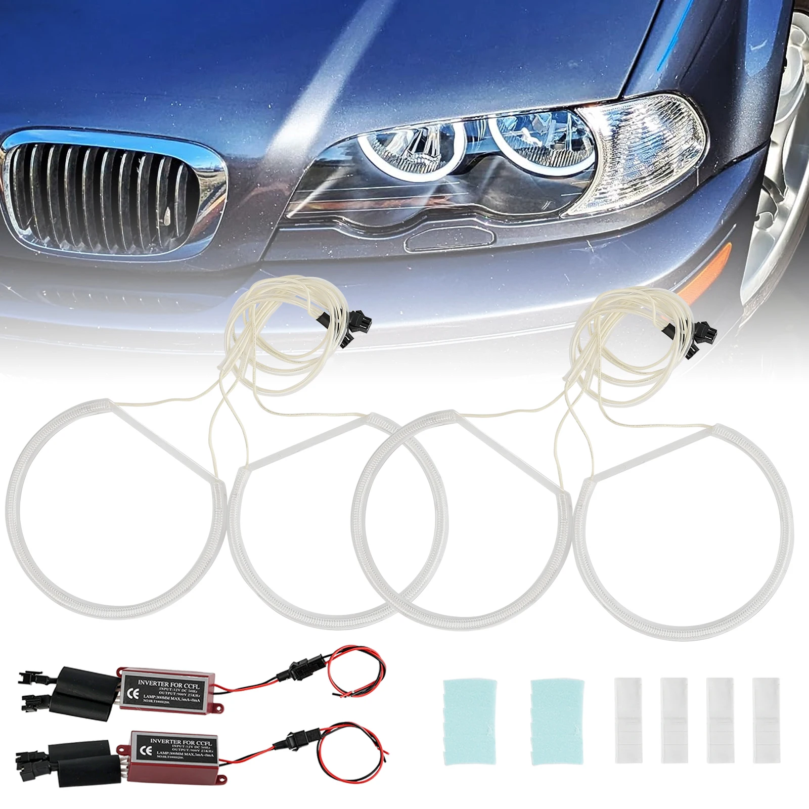 

4 шт./компл. фара 131 мм 146 мм CCFL светодиодная автомобильная лампа «ангельские глазки» комплект подходит для BMW 3 серии E46 93-03 тюнинг дневного света