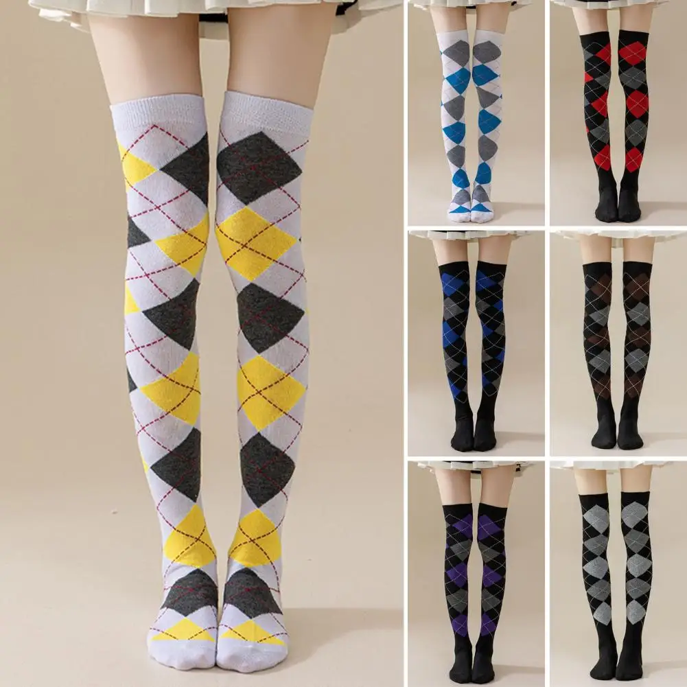 1 زوج الفخذ العليا فوق جوارب طويلة إلى الركب للنساء جوارب طويلة لطيف سميكة تدفئة الساق القطن طويل القامة أنبوب فتاة جورب التباين