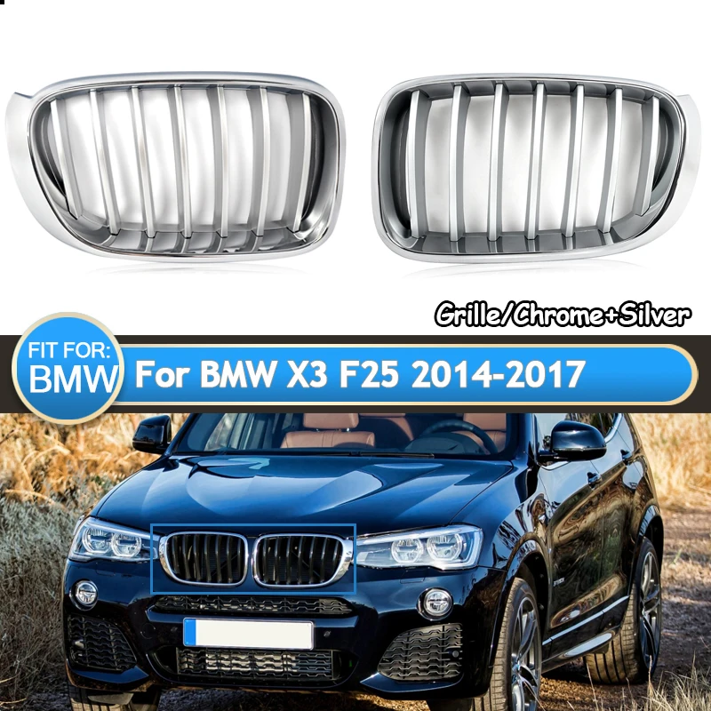 MAGICKIT Right/lift Side Chrome Front Bumper Grille Kidney Grill For BMW F25 X3 X4 F26 2014-2017 Car Accessories tools