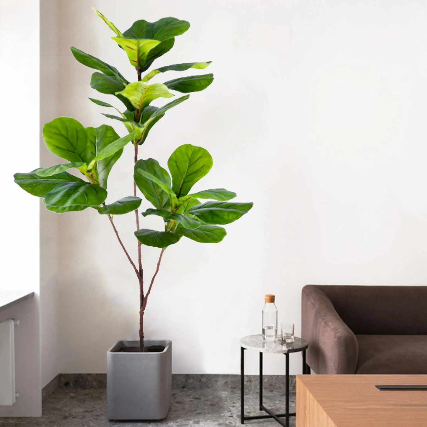 76-135cm  Artificial Fiddle Leaf Ficus Fig Plant for Outdoor Courtyard Garden Balcony Indoor Home and Office Decoration