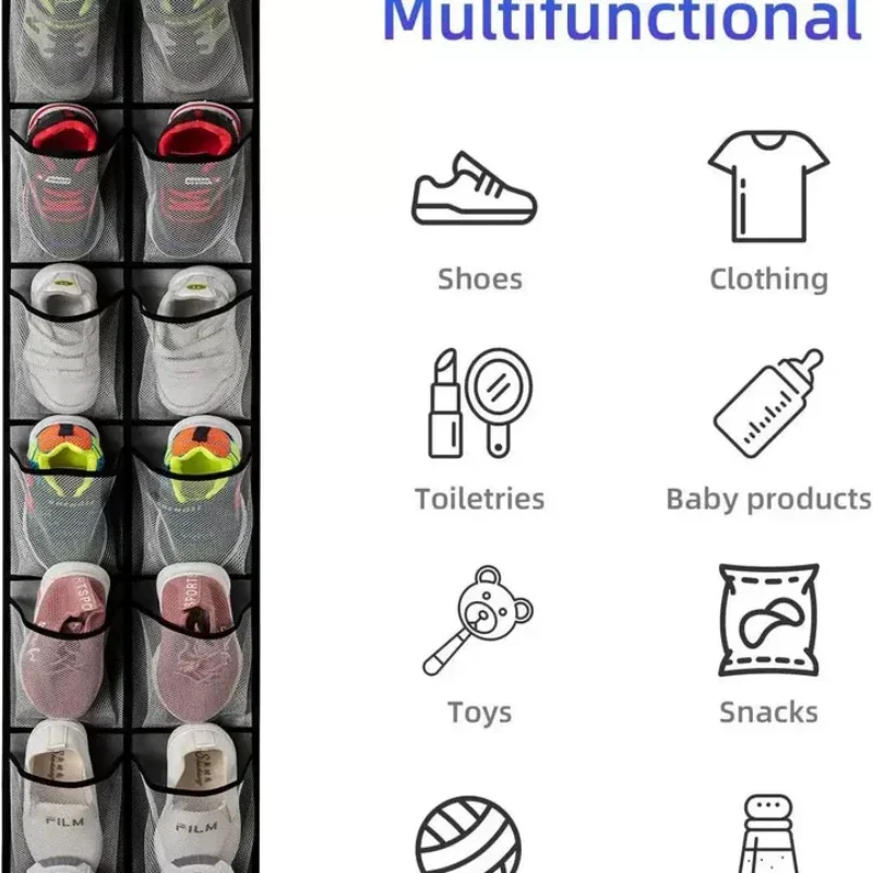 24 جيوب شبكية حقيبة تخزين الأحذية الحائط خلف الباب خزانة الأحذية رف معلق المنظم الفضاء التوقف أشتات الحقيبة العناصر