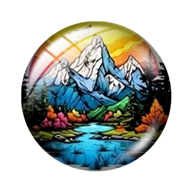 Cartoon circular scenery  12/18/20/25mm glass cabochon  bracelet pendant rings for jewelry demo earrings back Making findings