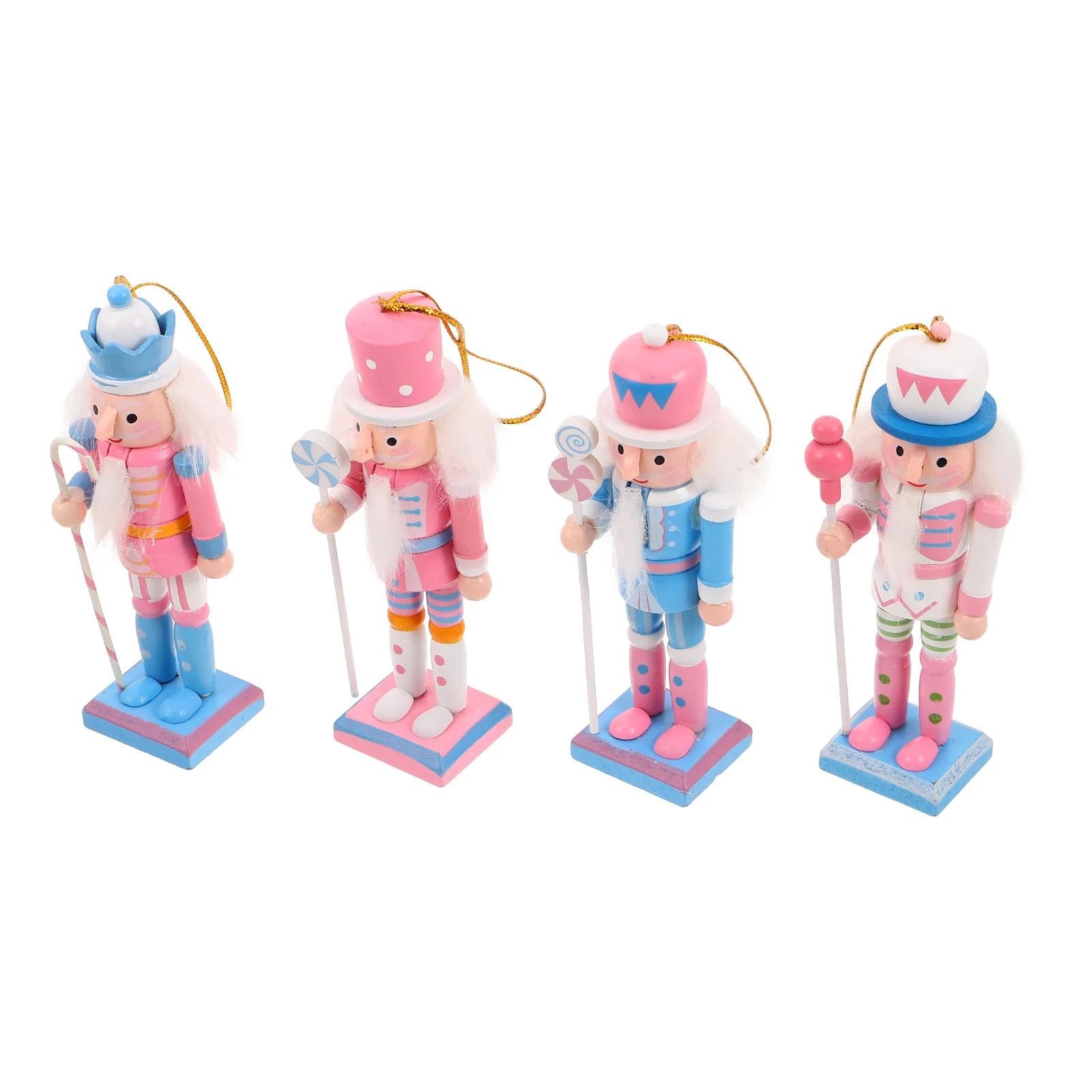 

4Pcs Pastel Nutcracker Ornaments Wooden Hanging and Standing Decor Creative Christmas Holiday Decoration for Home Interior