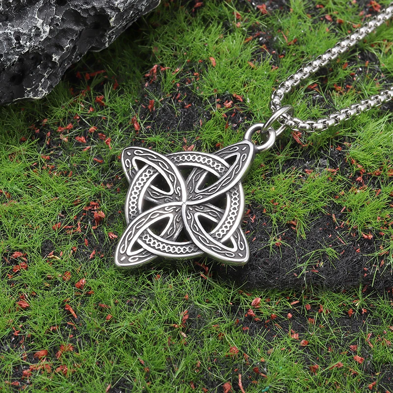 Irish Celtic Trinity Knot Necklace Witchcraft Match Witch\'s Knot Stainless Steel Pendant Women Men Lucky Amulet Jewelry