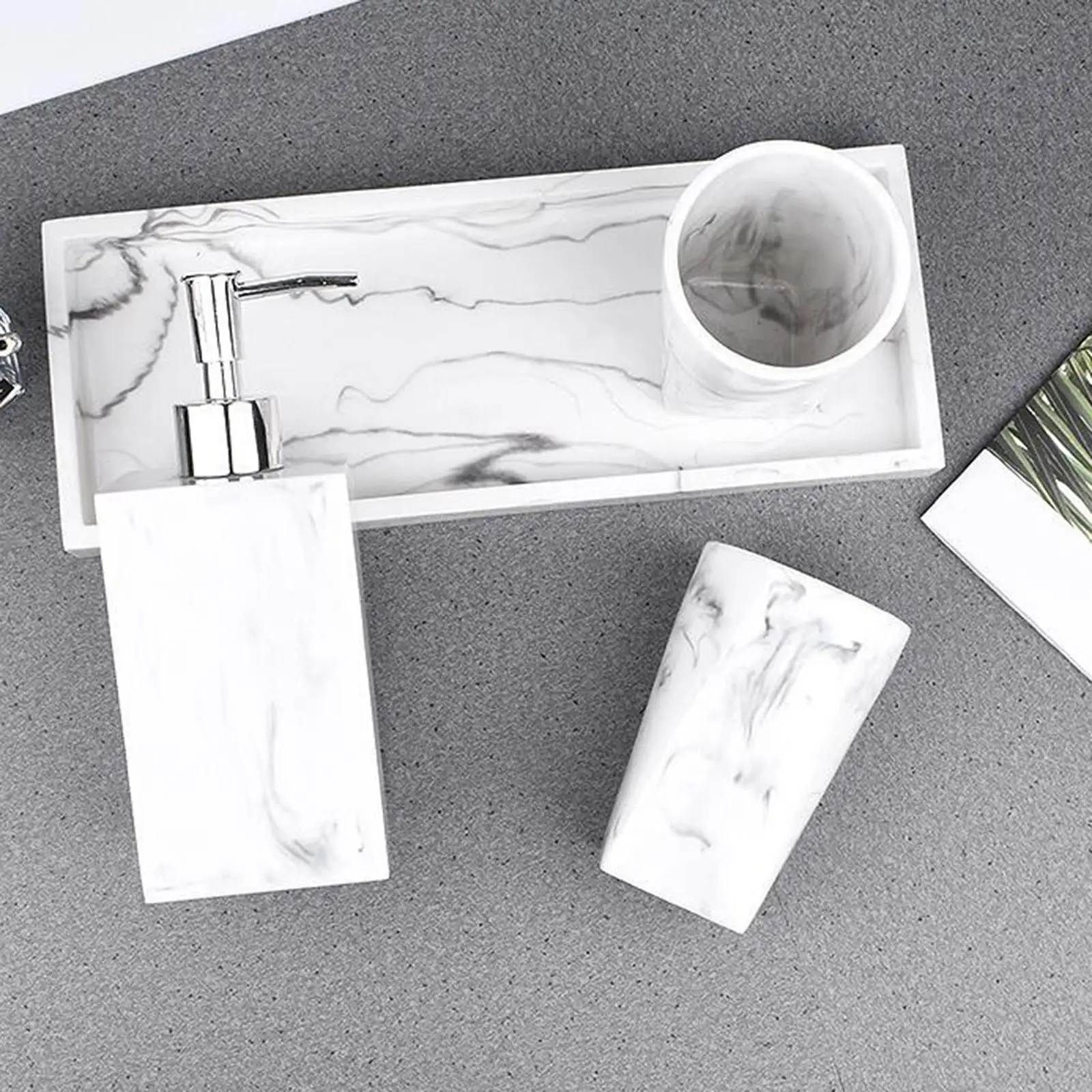 Bathroom Accessories Set Cup Soap Dish Toothbrush Holder Tissue Box Nordic Natural Resin Dispenser Bottle Bath for Bathroom