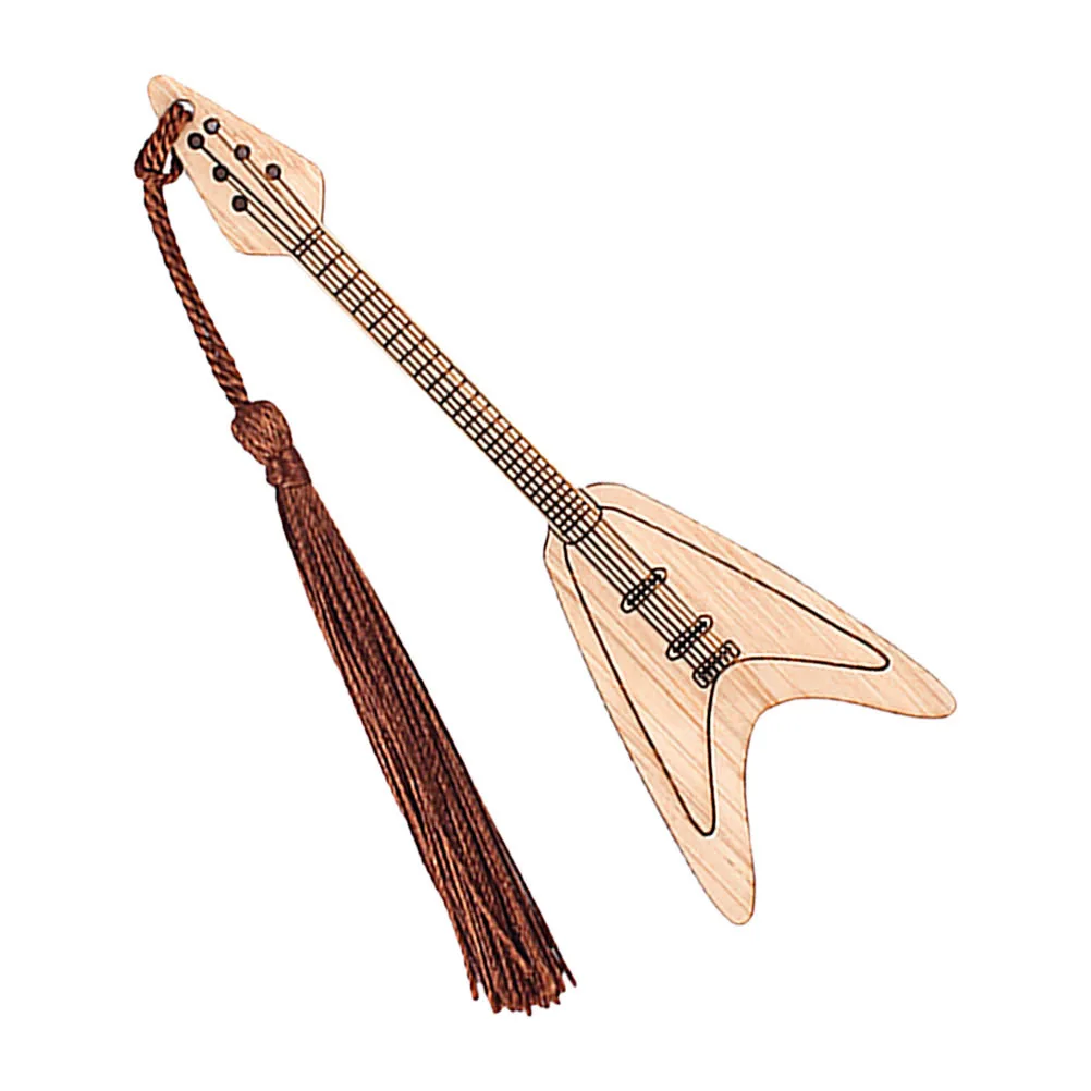 

Bamboo Bookmark Guitar Shape Book Mark Page marker for Readers Students Eco friendly Christmas Decoration