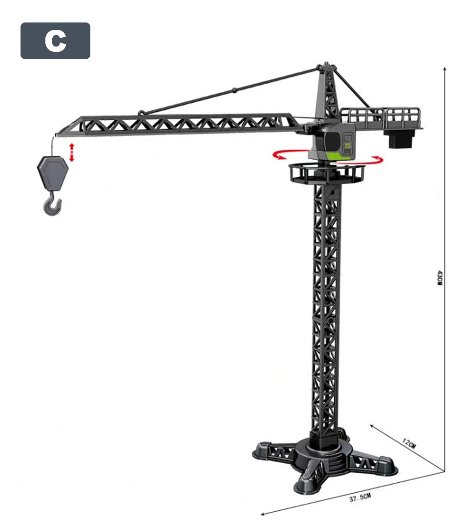 Ingegneria della lega pressofuso gru a torre modello di costruzione classico caricatore di veicoli trattore escavatore giocattoli per ragazzi regalo