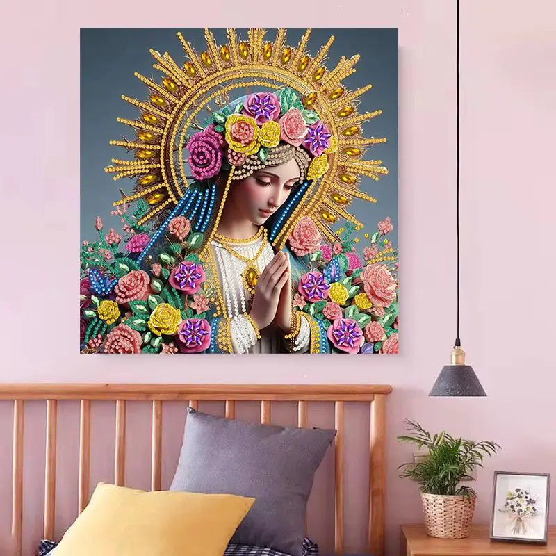 GATYZTORY DIY the Virgin Mary 5D Special Shape Diamond Art Kits Religious Gifts Diamond Art Painting Kits for Home Wall Decor