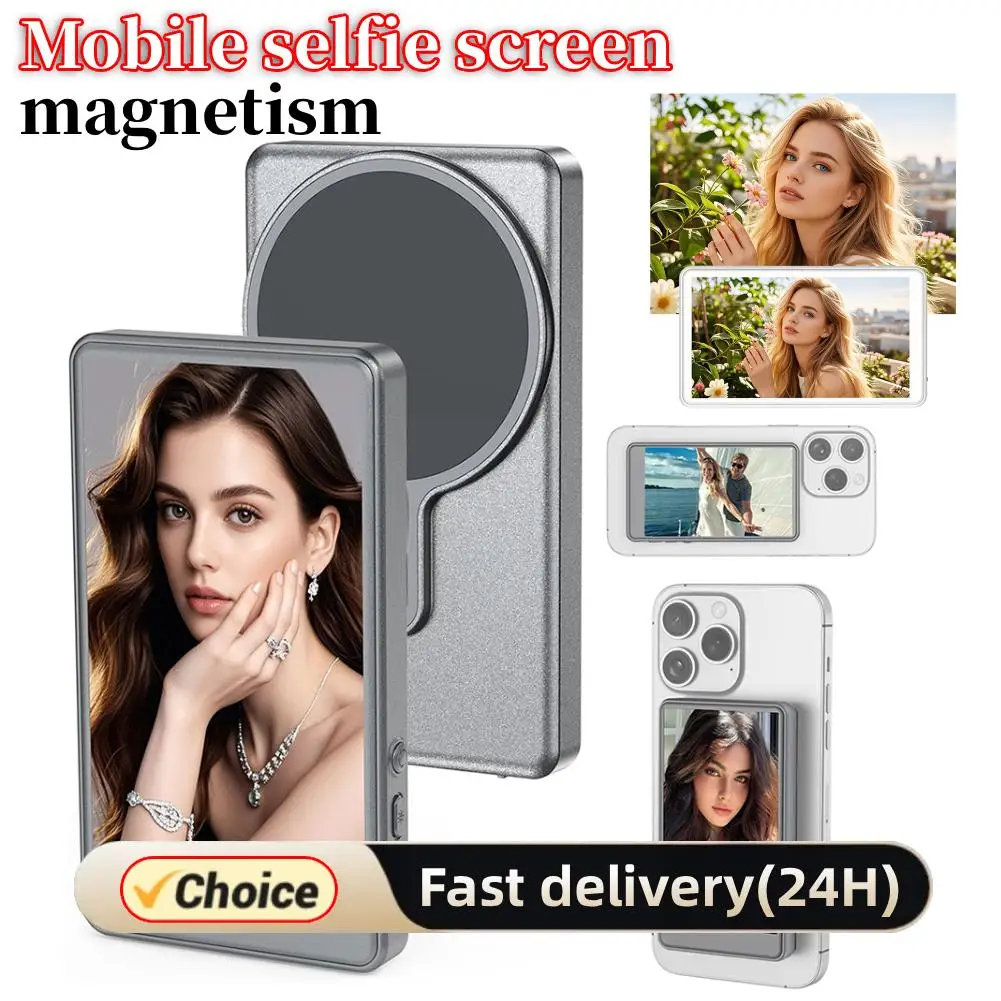 

Magnetic Wireless Selfie Monitor Screen Phone Vlog Selfie Screen Rear Camera Monitor Screen for Selfie Vlog Live Stream