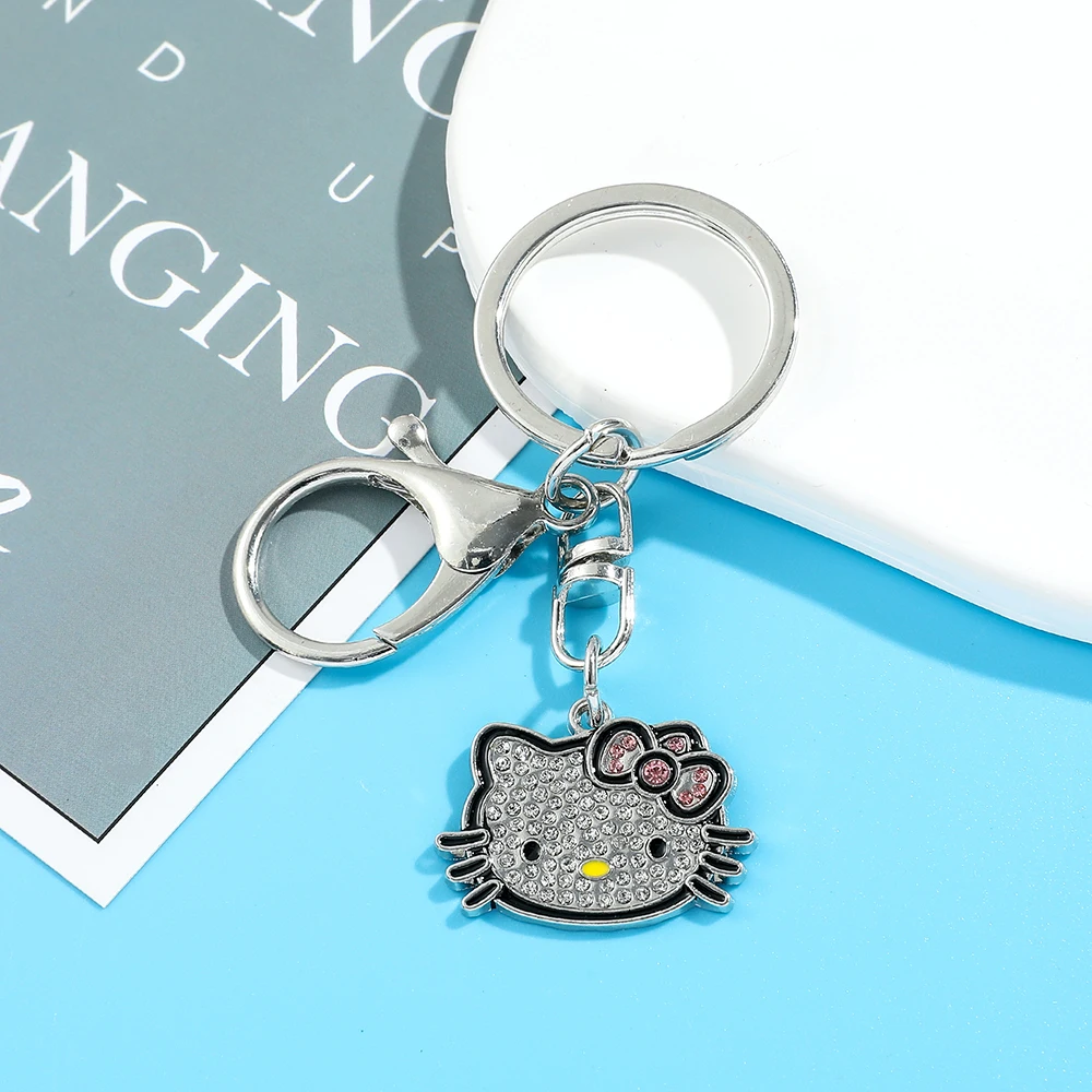 Anime Sanrio Hallo Kitty Schlüssel bund Y2k Flash Diamant Anhänger Schlüssel ring Kawaii Ktm Mädchen Herz Student Tasche Zubehör Freund Geschenk