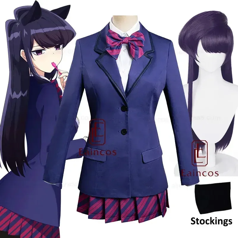 Anime Komi no puede comunicarse Shouko Komi disfraz Cosplay uniforme escolar para niñas Komi san wa Comyushou desu trajes peluca @ #   ￥%