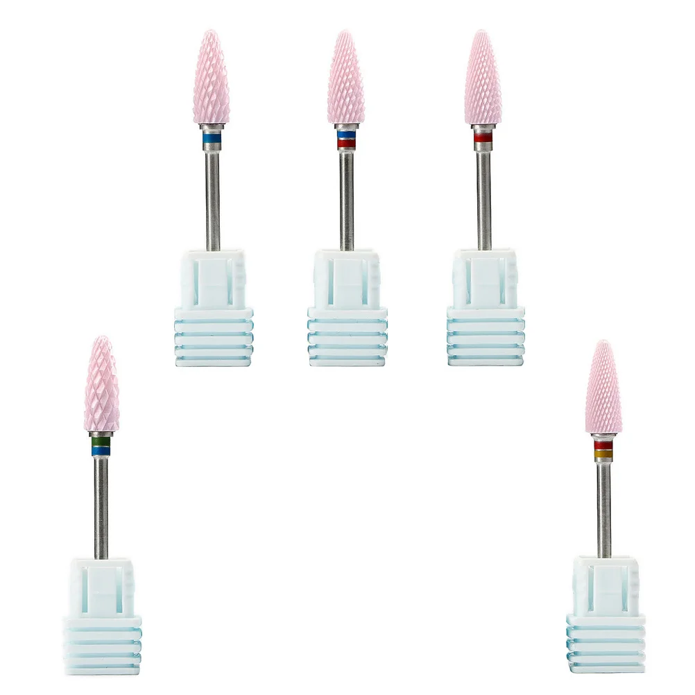 5Pcs Ceramic Nail Grinding Heads Professional Manicure Tool Multifunctional Electric Nail Drill Bits Polish Reshape Carve