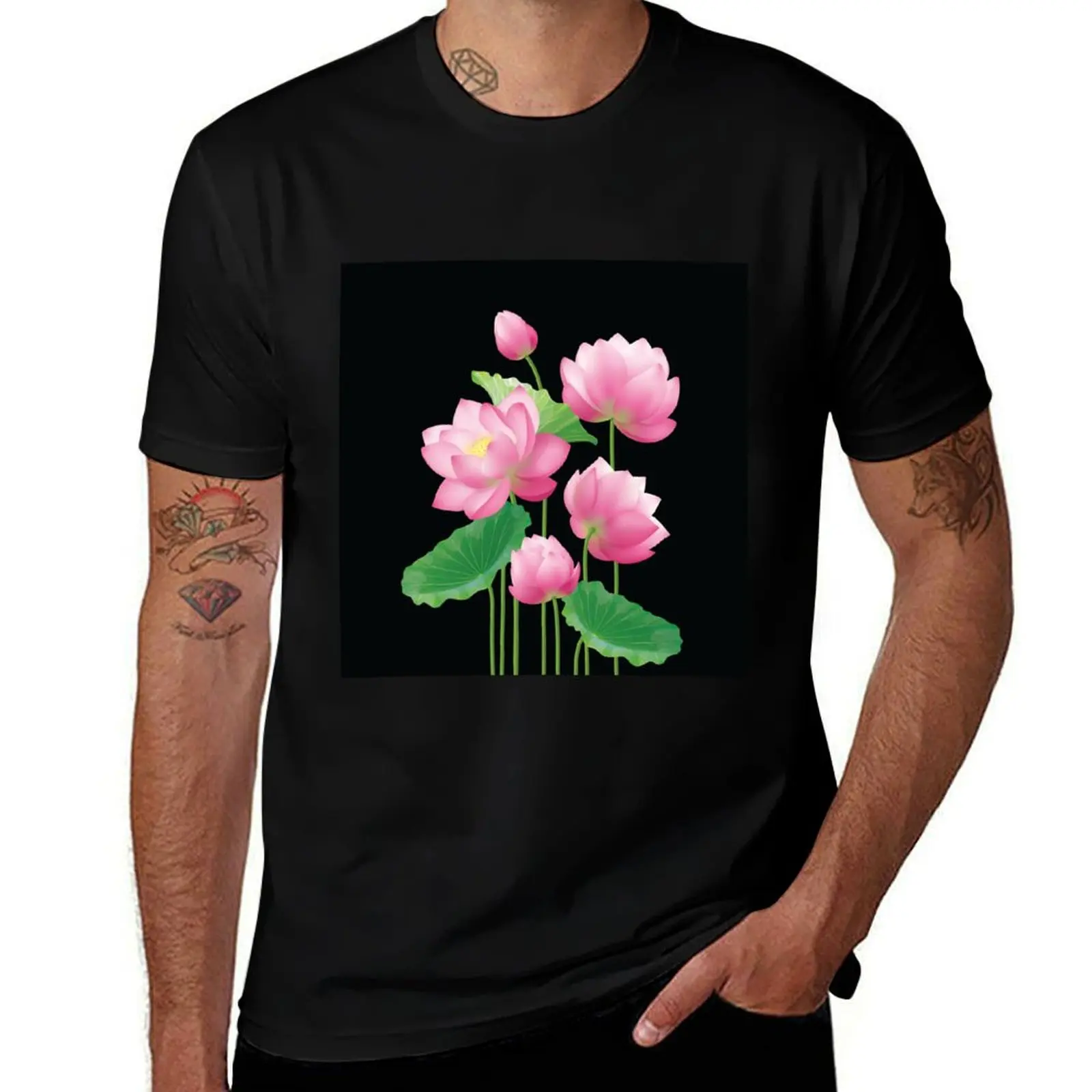 

Lotus Flower T-Shirt animal prinfor boys aesthetic clothes customs shirts men graphic