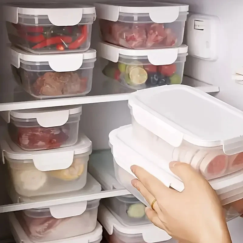 1 food storage container with a flip lid, microwave safe, reusable, rectangular, multi-functional kitchen storage box