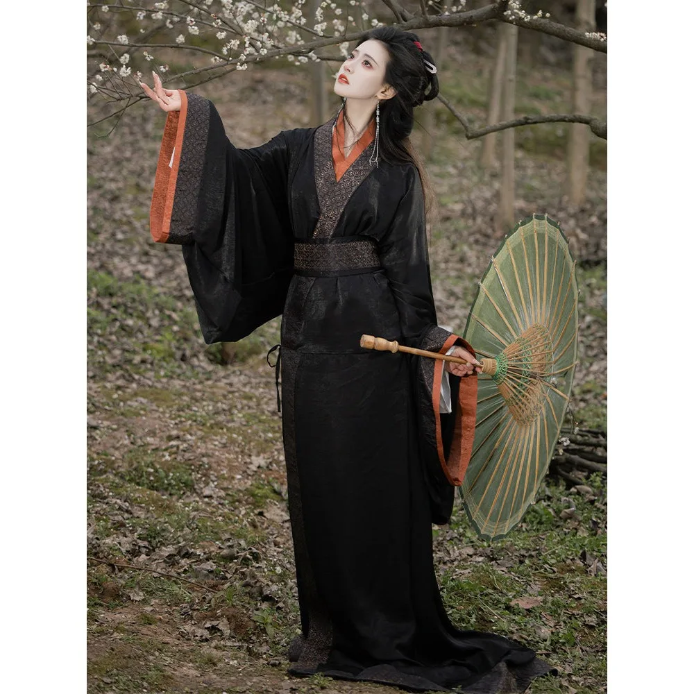 

Vintage Chinese Warring States Style Straight Ju Hanfu Unisex Couple Outfit Spring Autumn