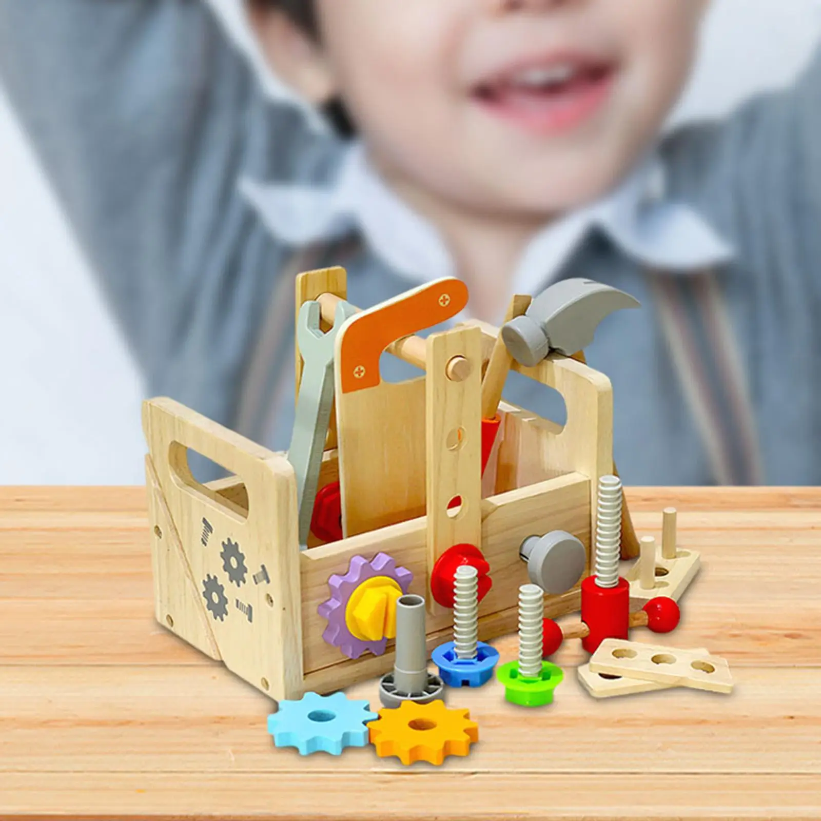 

Tool Kits for Kid Wooden Construction Toy Wooden Nuts and Bolts Wooden Toddlers Tool Set for Preschool Patterning Gifts