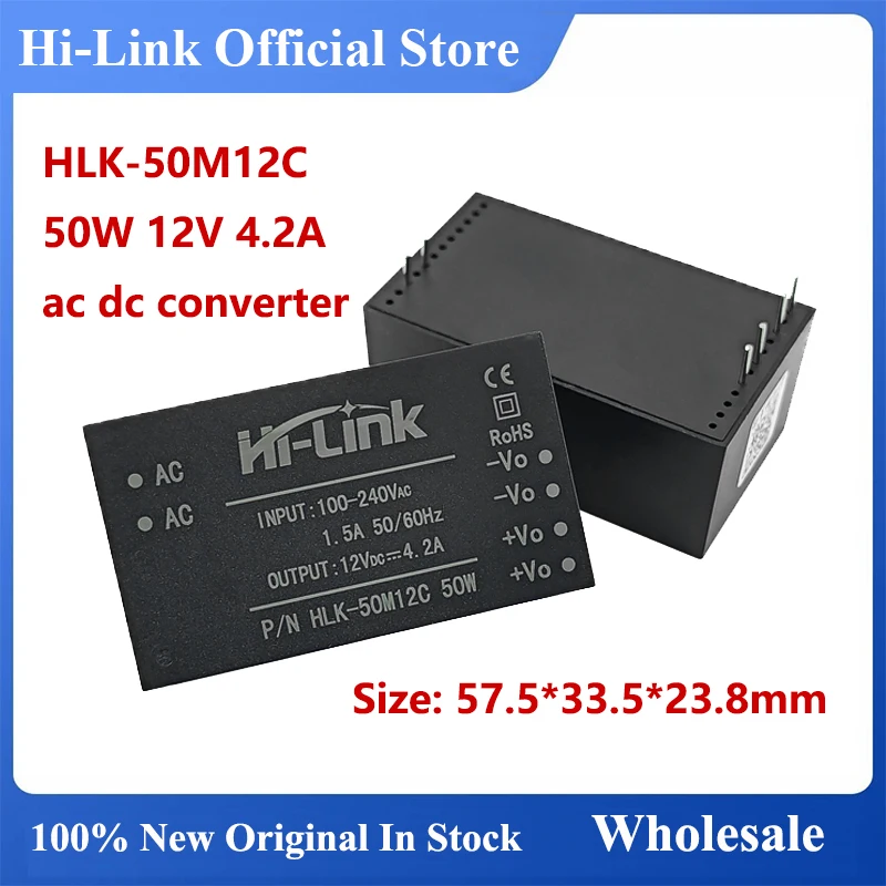 

Hilink New 50W 12V 4200mA 15V 18V 24V Power Supply Intelligent Module AC DC converter HLK-50M12C Smart Electronics 50M18C 50M24C