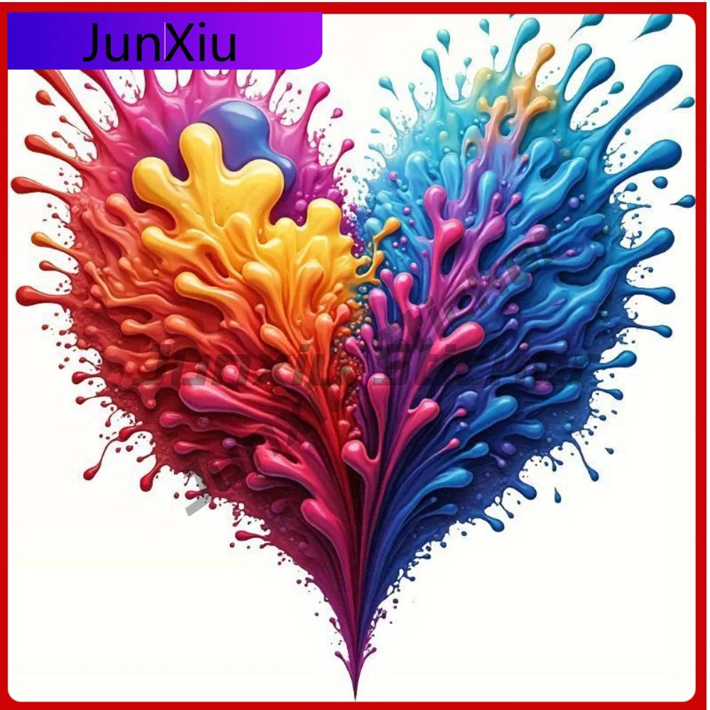 

4pcsVibrant Heart Splatter Transfer Patch Colorful Heat Applique for DIY Apparel Decoration Unique Fabric Cool Car L