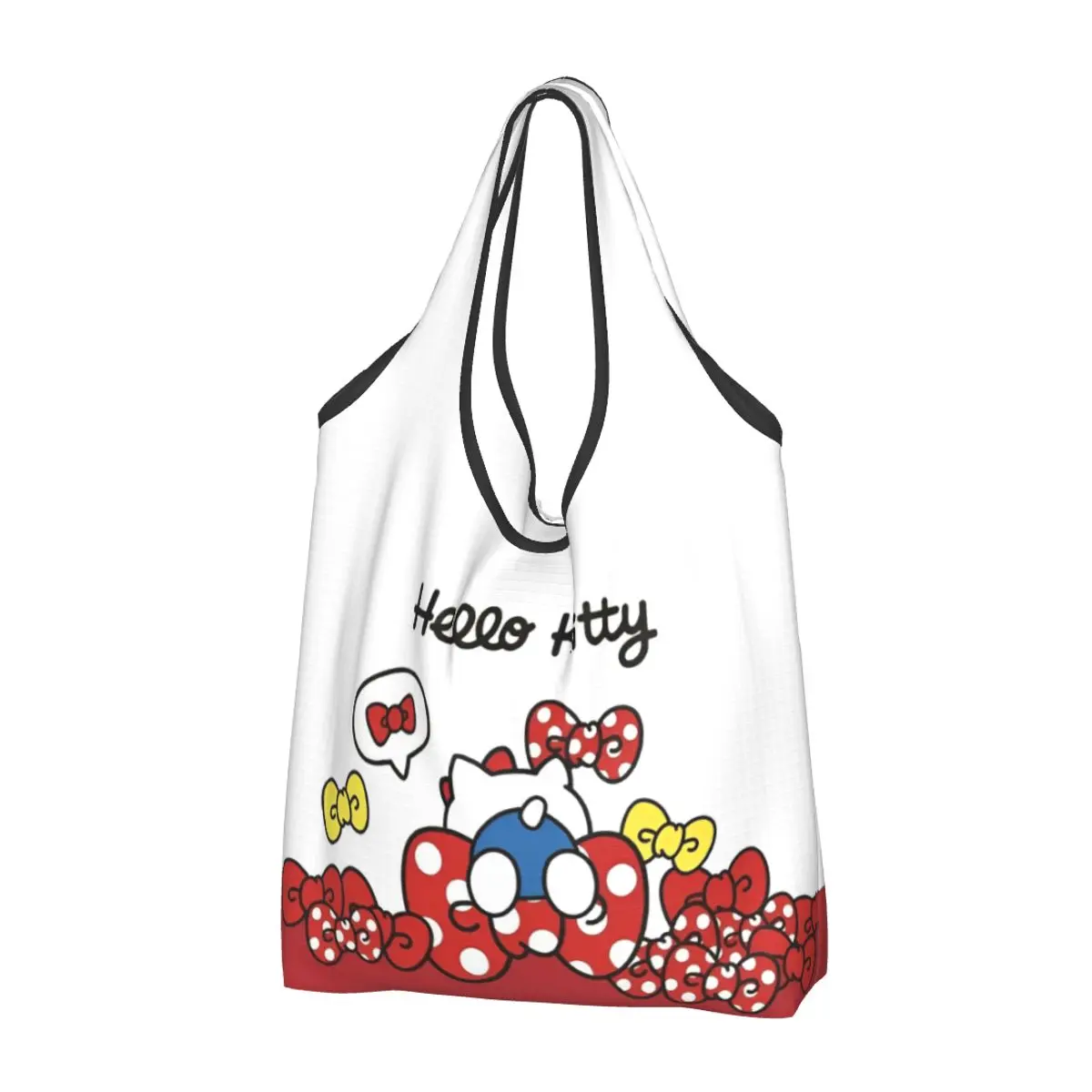 

Hello Kitty Shopping Bags Reusable Grocery Tote Bags Large Capacity Recycling Bags Washable Handbag