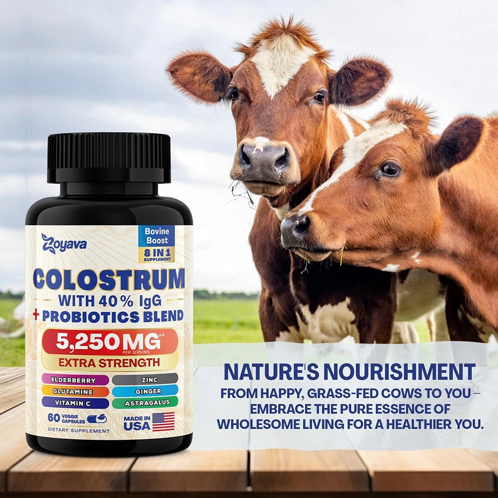 Colostrum Supplement Capsules 5250 Mg, Supports Overall Vitality, Hair & Energy