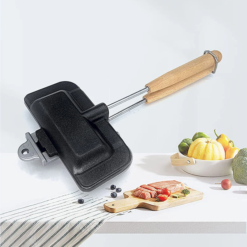 Poêle à Sandwich Double Face, Antiarina, Portable, Pliable, Grill, Poêle à Frire pour JxToast, Machine à Petit Déjeuner, Crêpière, 1 Pc