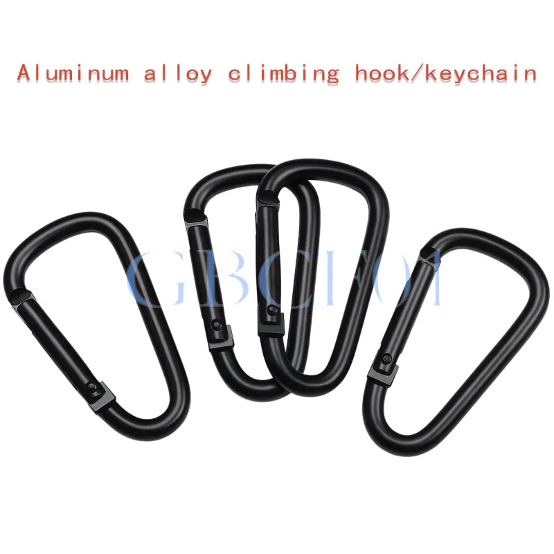Black Aluminum Alloy Carabiner D-Shape Quick Link Snap Hook Keychain for Outdoor Backpack Gear Size M4-M10