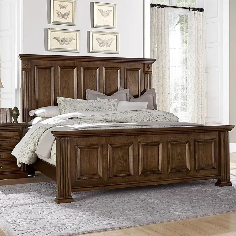 American rural solid wood double bed retro and old