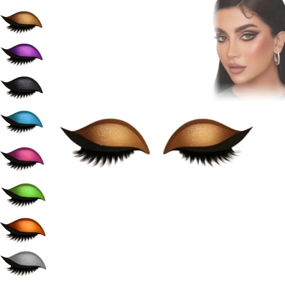 2 Pairs Self-Adhesive Lazy Eyeshadow Eyelash Patch Reusable Quick Makeup Waterproof Eyeliner Sticker Creative Trendy