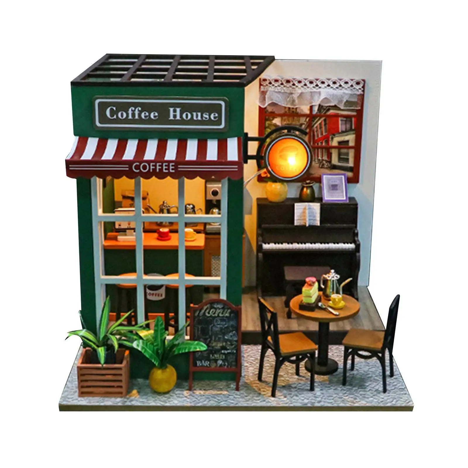 Analyste de maison de courses miniatures avec meubles, décoration de café bricolage