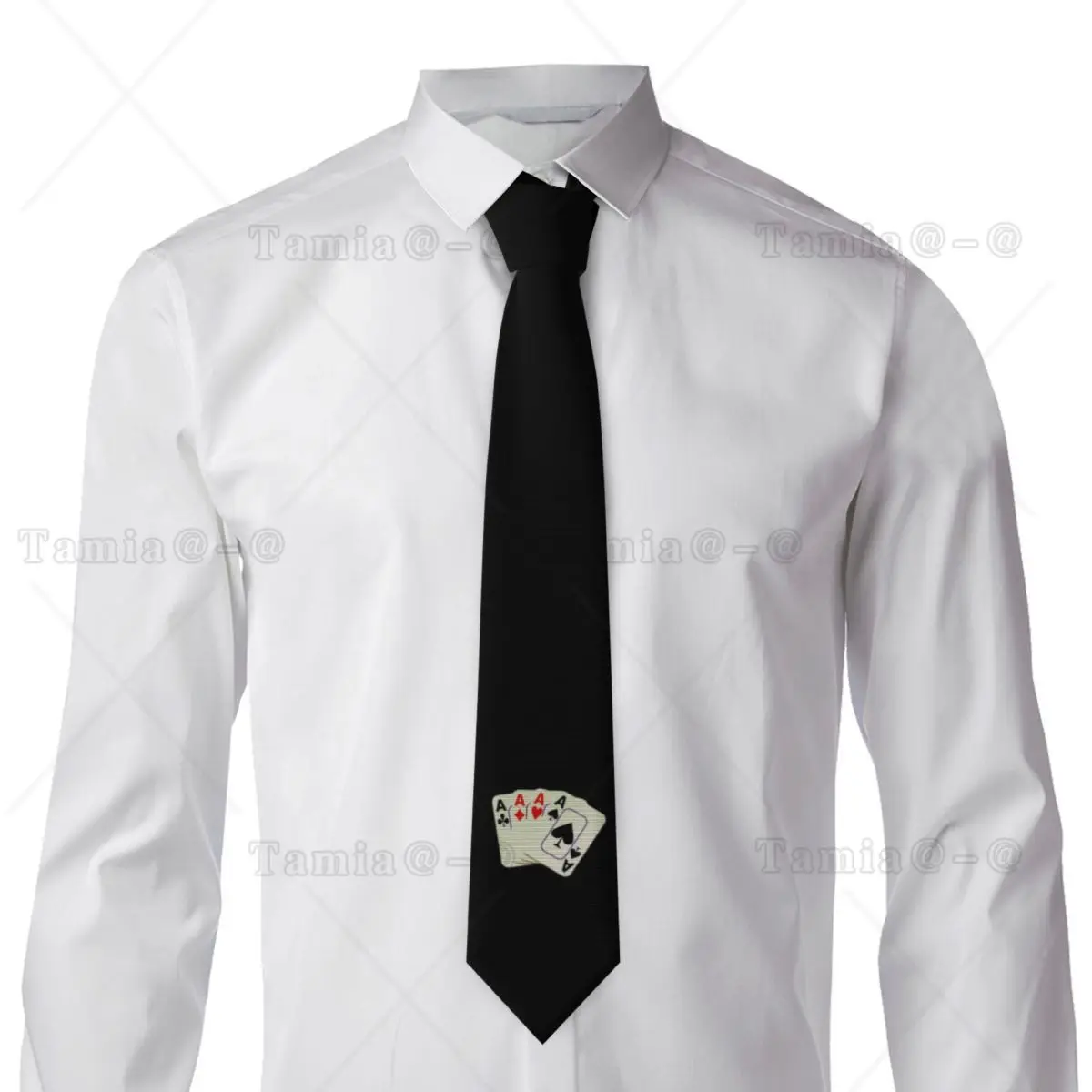 Custom Ace Of Cards Dress Tie Men Fashion Silk Fashion Poker Card Game Necktie for Party
