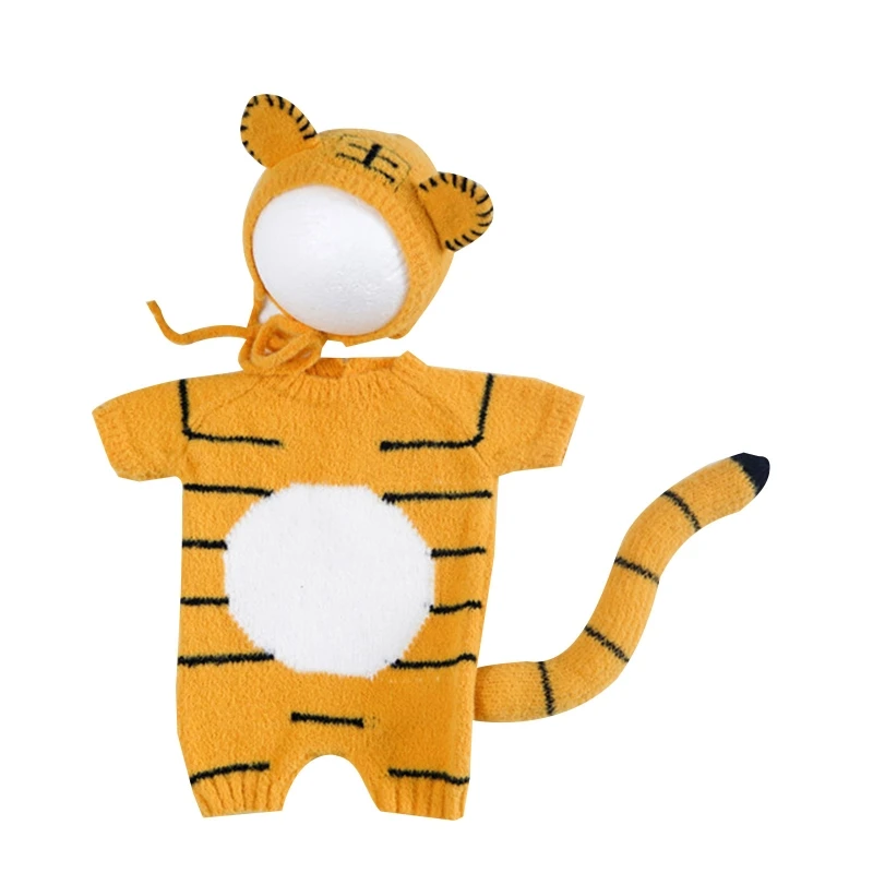 

Newborn Photography Props Baby Tiger Costume Baby Boy Photoshoot Outfit Crochet Newborn Girl Clothes Photo Shooting Accessories