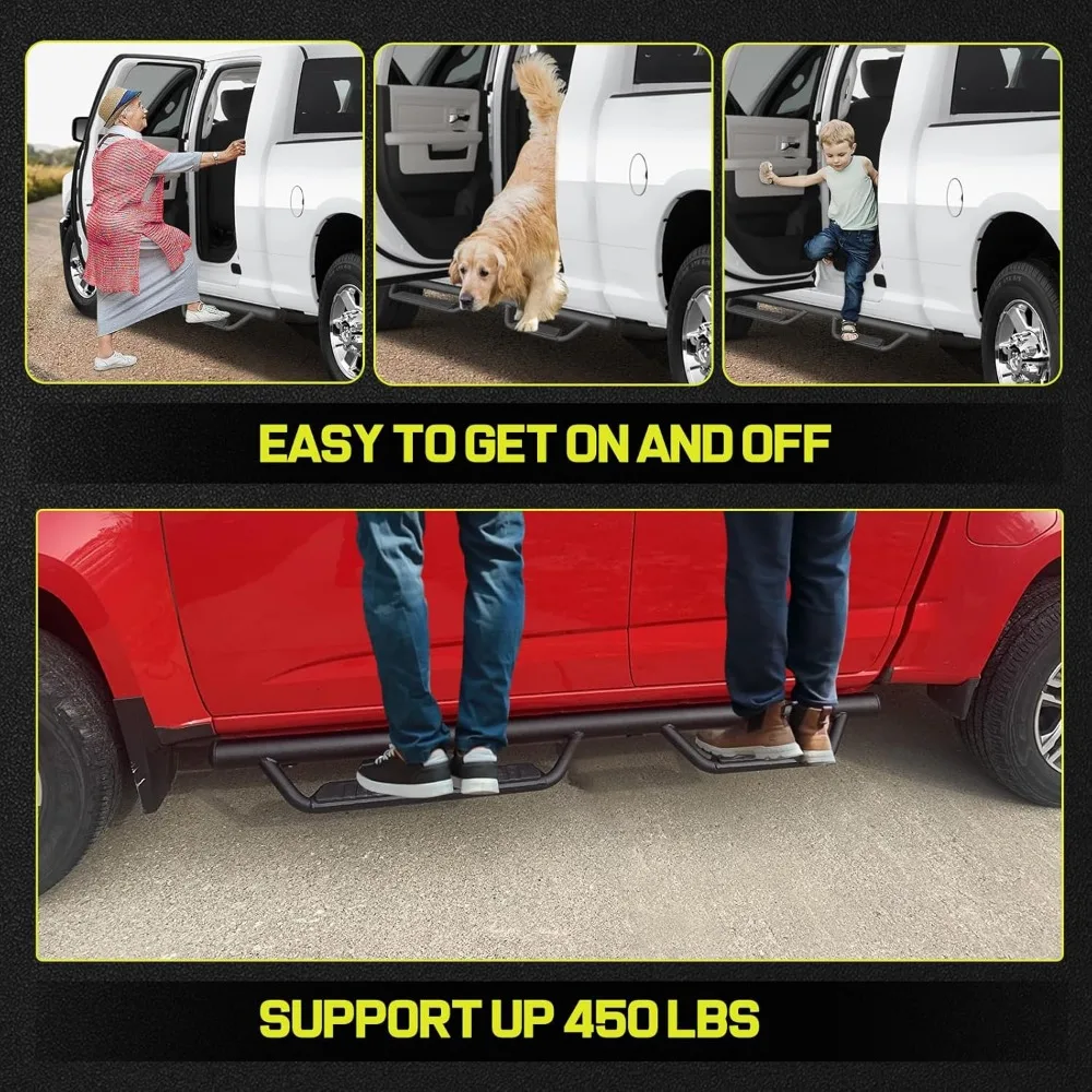 2015-2025 쉐보레 콜로라도/GMC 캐니언 크루 캡 차량 호환 바이너리 스타 러닝 보드, 3.5인치 드롭다운 사이드 스텝