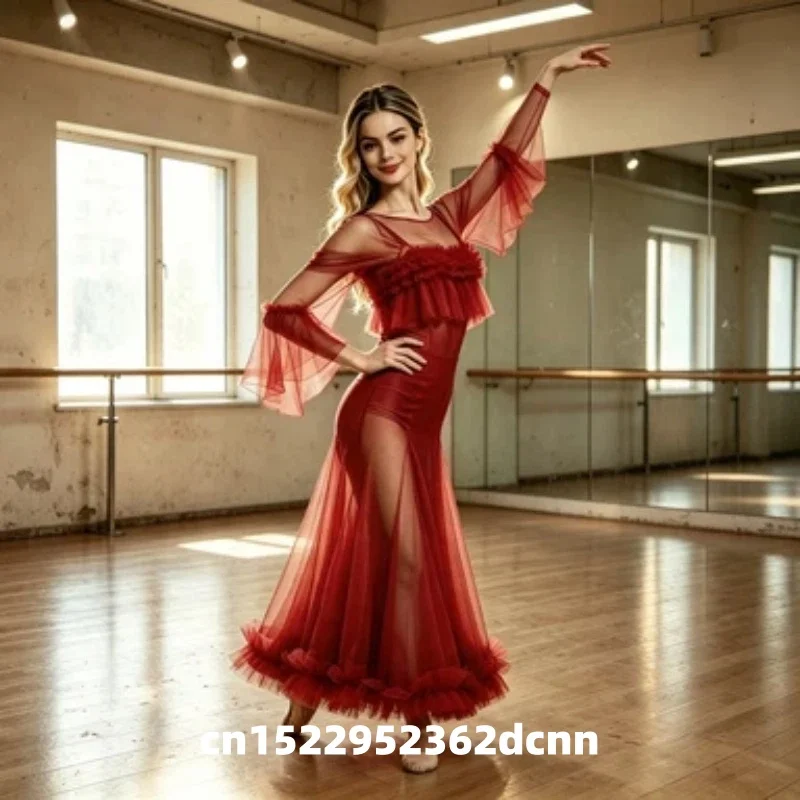 Modern Dance Dress New National Standard Waltz Social Dance Big Swing Dress Professional Competition Table Performance Clothing