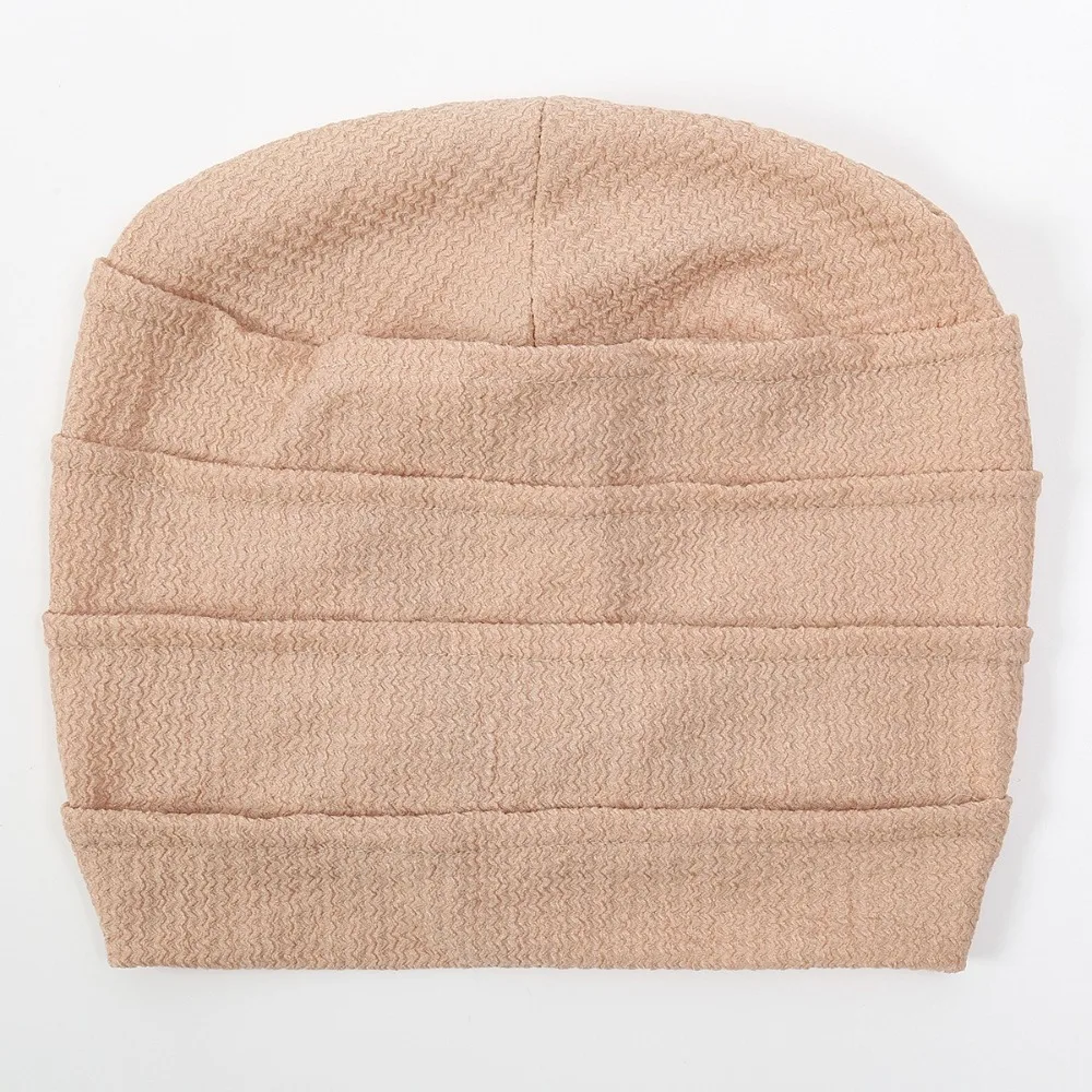 New Solid Color Women Crinkle Hijab Turban Elastic Soft Chemotherapy Cap Polyester Head Wrap