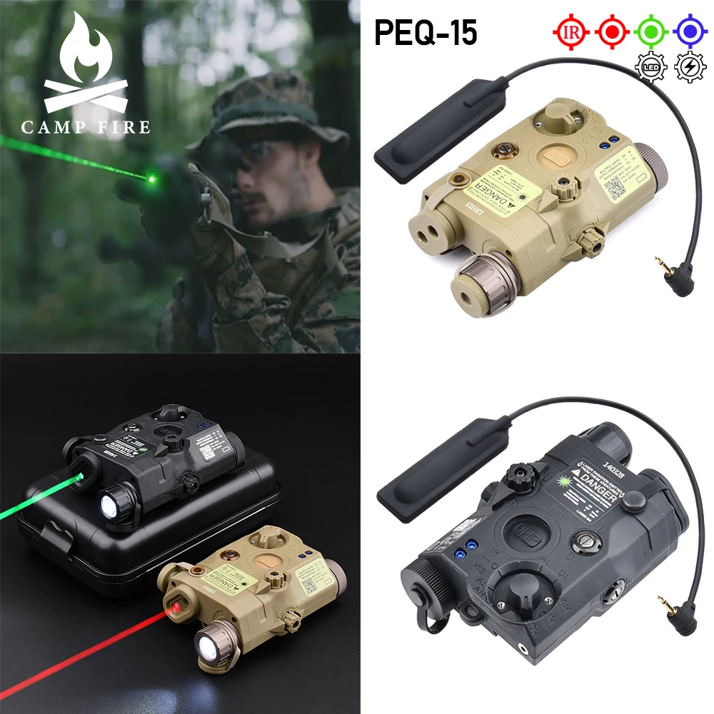 

Tactical Airsoft PEQ-15 PEQ15 LA5C Red Dot Green Blue IR Fill Light Laser Indicator Weapon Scout Light LED Strobe Flashlight PEQ