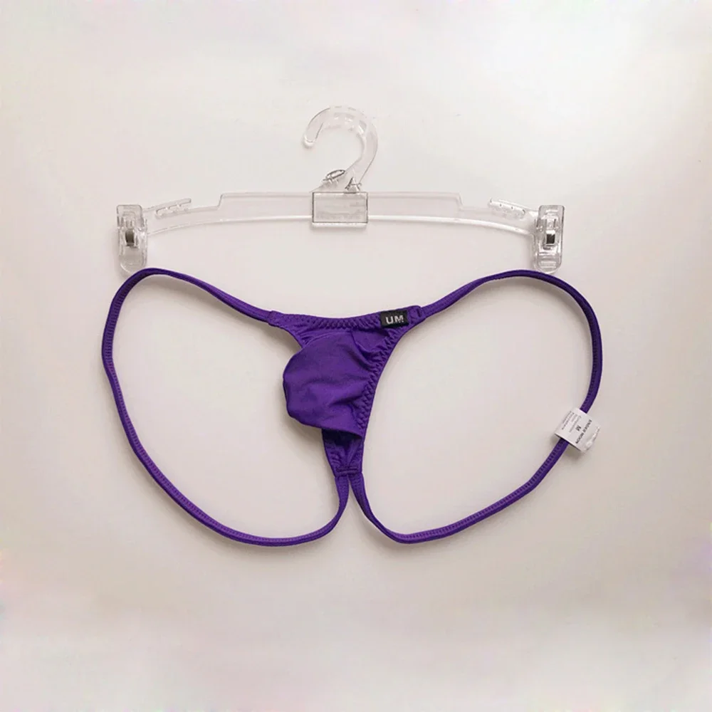 

1pc Sexy Lingerie Mens Briefs Ice Silk Soft Bulge Pouch Thongs Open Rear Elastic Underwear G-strings Solid Color