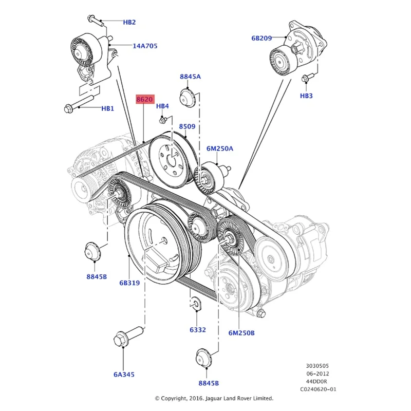 Diesel Belt LR036090 For Land Rover Range Rover Sport L320 306DT 508PS 4.4 V8 OE LR036090