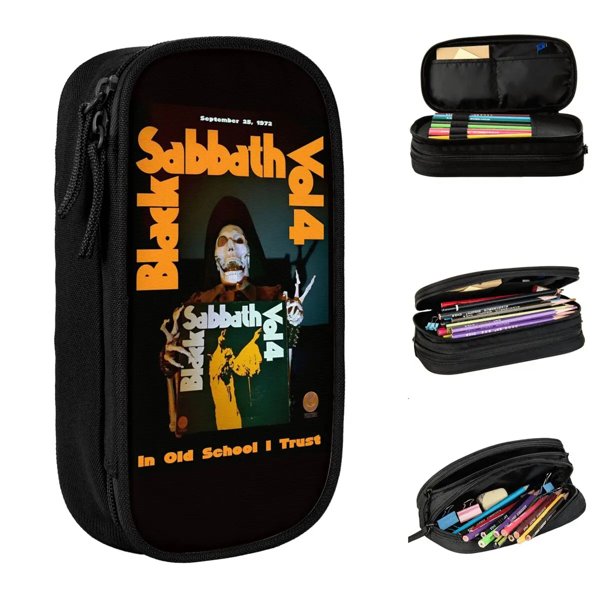 

Black Sabbath And Ozzy Osbourne Pencil Case University Pencil Box Double Layer Back To School Pencil Cases Stationery Organizer