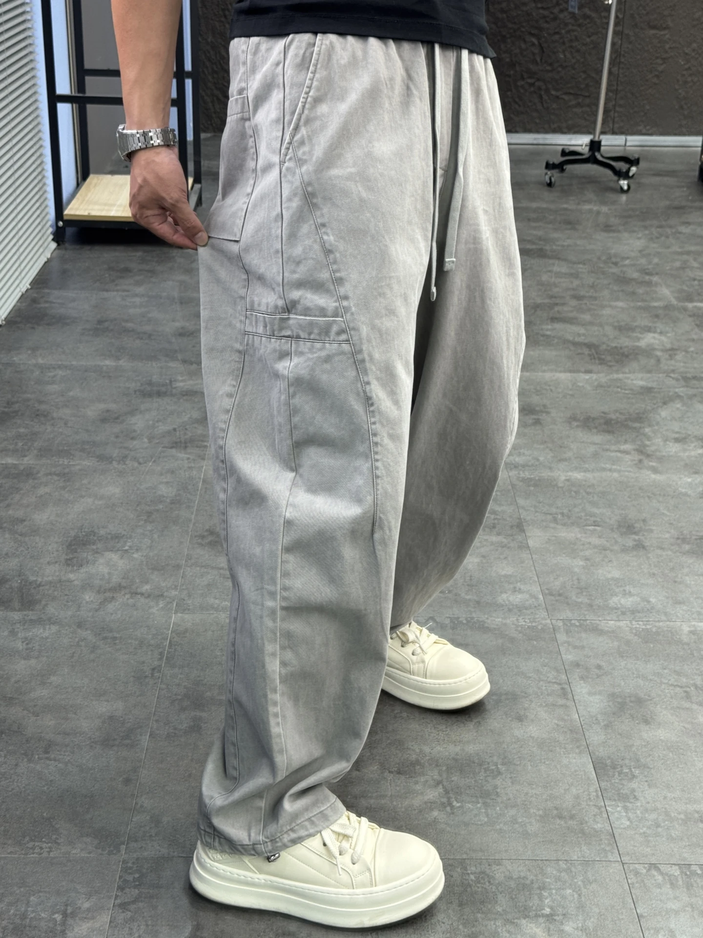 

Svip American Sle, свободные прямые хлопковые брюки, удобные однотонные мужские рабочие брюки, весенне-осенний хлопок