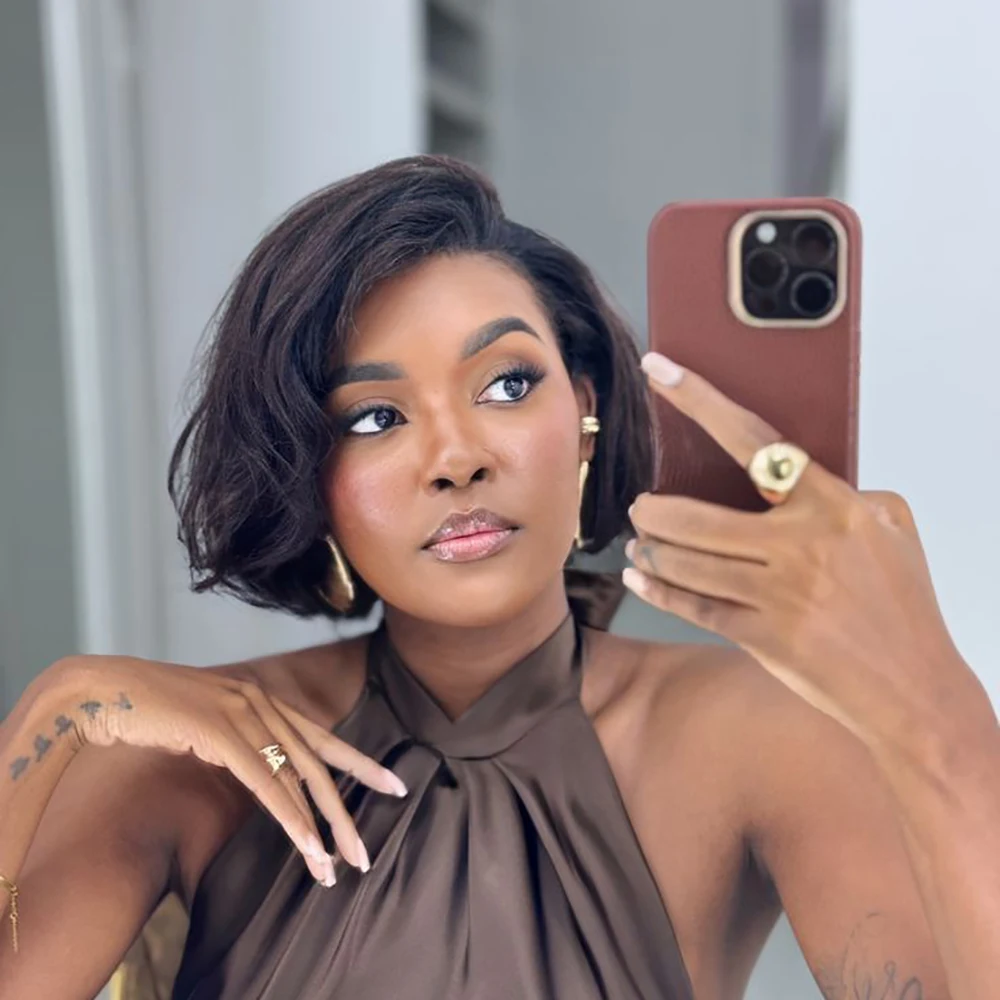 브라질산 인모 가발 짧은 곱슬 픽시컷 가발 흑인 여성용 기계 제작 캡 미리 뽑은 레이어드 곱슬 가발 바로 착용 가능