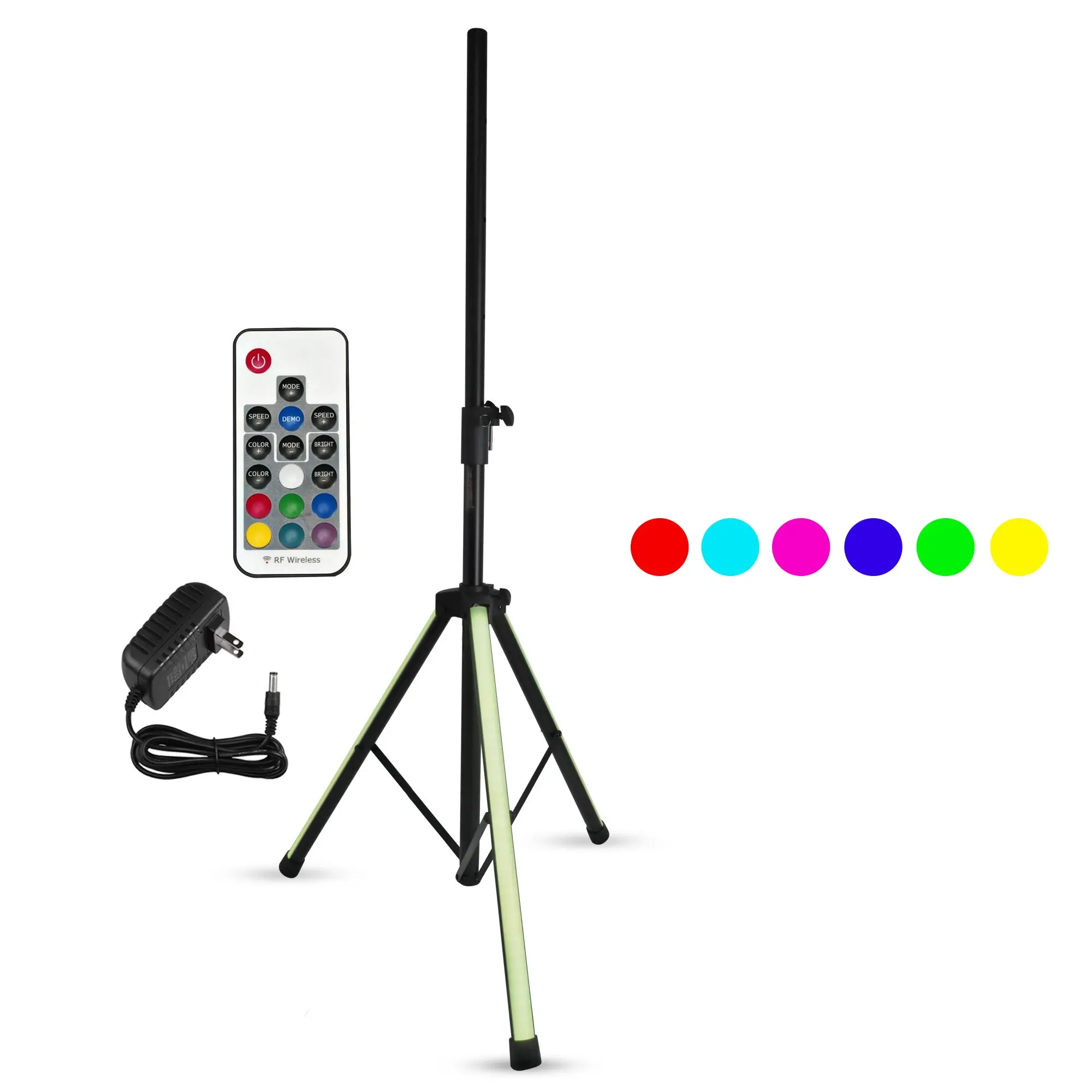 

Speaker Stand Tripod Floor with RGB LED Lights Heavy Duty Adjustable Up to 72 Inch DJ Studio Monitor Stands Pole Mount - SS HD
