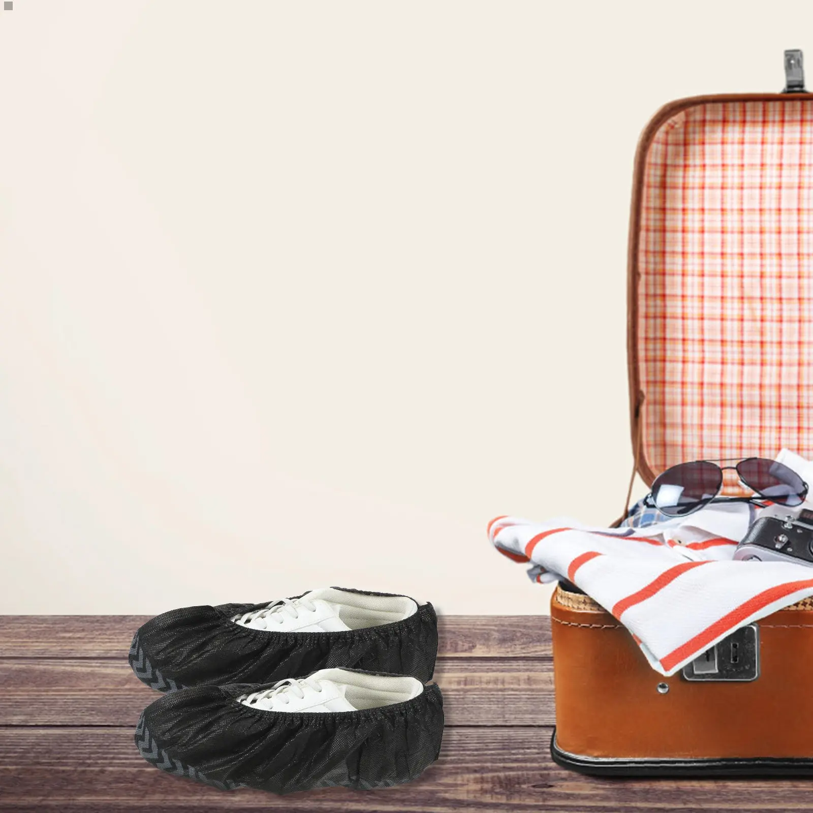 

100 шт. одноразовых нетканых бахил, утолщенные, черные, противоскользящие, дышащие, для дома, офиса и путешествий